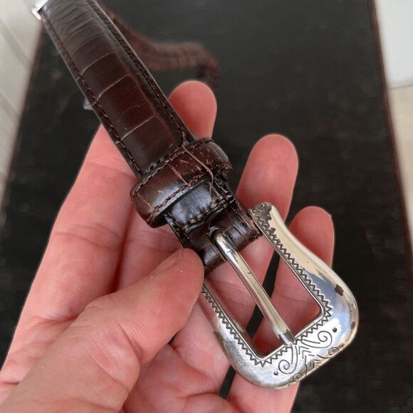 Brighton Brown Braided Leather Belt Silver Buckle & Accents L/34 - Picture 6 of 16